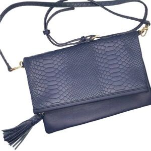 Gigi New York Embossed Python Fold Over Clutch